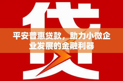 沁阳平安普惠贷款，助力小微企业发展的金融利器